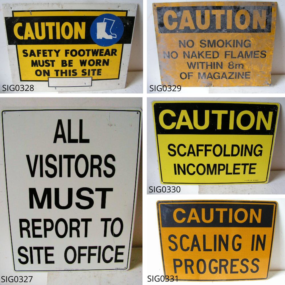 SIGN, Construction - Visitors Must Report & SIG0328 - SIG0331 SIGN, Construction - Caution (Assorted)